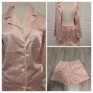 Guess Light Pink Satin Pajama Set